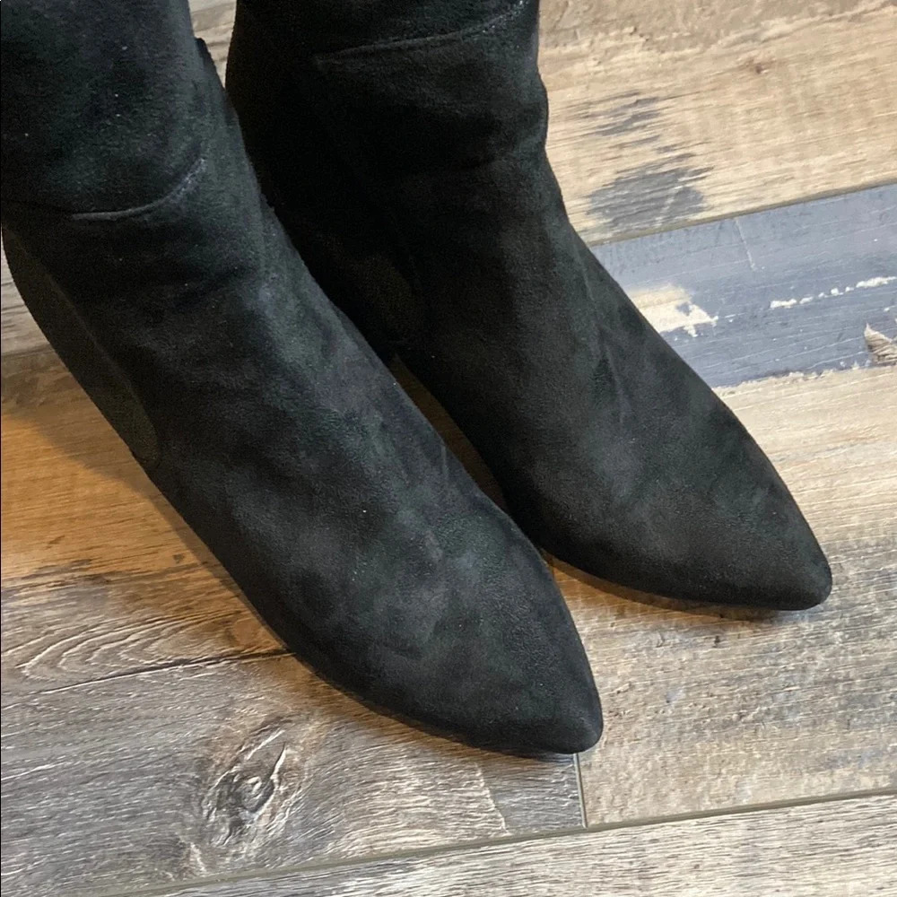 Steve Madden Womens Over The Knee Boots Heels Suede Pointed Toe Black Size 6